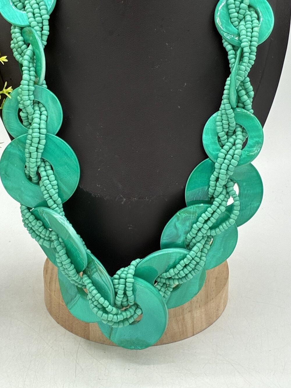 South Sun Genuine Mother of Pearl Necklace Turquoise Multi Strand 18”
